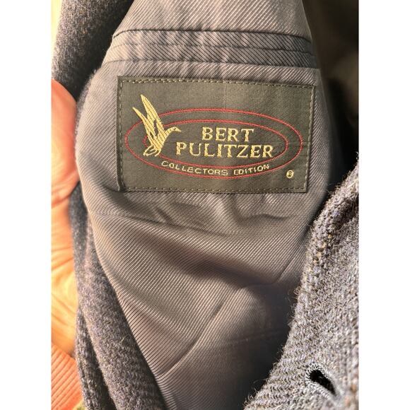 Bert Pulitzer Blazer 44R Blue Brn Herringbone 100% Lambs Wool Suit Coat Jacket - Picture 5 of 8